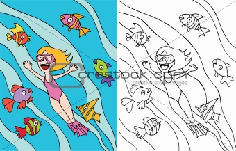 Girl goes snorkeling