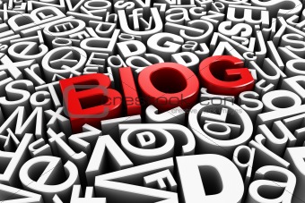 Packed letters with "blog" in red