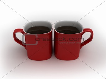 Coffee love - two kissing cups