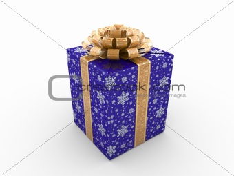 Blue gift box (orange stripe with stars on blue packaging paper)