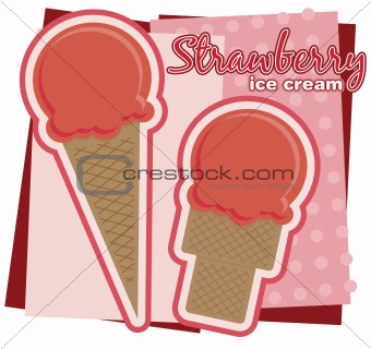 Strawberry Ice Cream Illustration