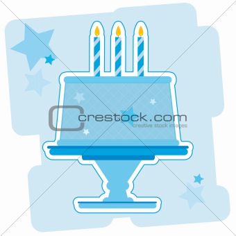 Blue Birthday Cake Illustration