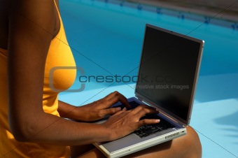 Computer job at pool