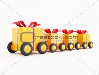 orange gift box covoy on wheels
