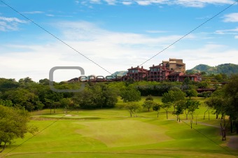 Golf course fairway at tropical resort