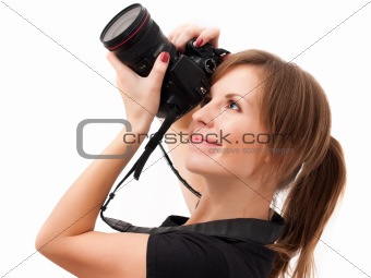Young girl making photograph