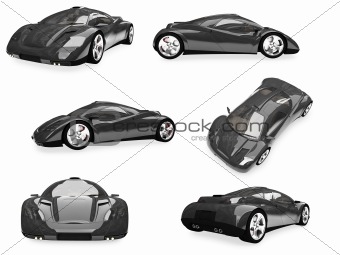 Collage of isolated sport car