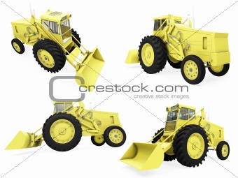 Collage of isolated construction vehicle