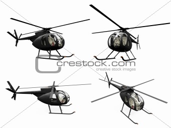 Collage of isolated helicopter
