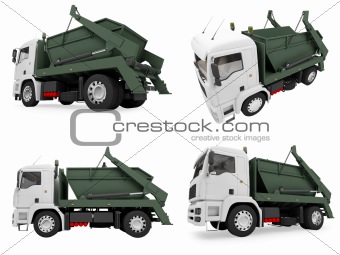 Collage of isolated dump truck