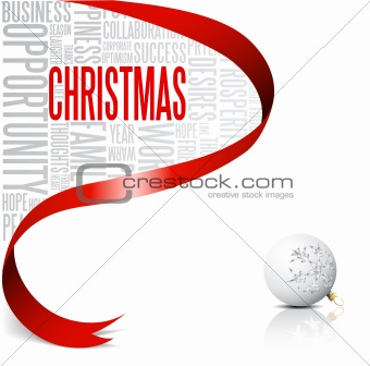 Christmas card with red ribbon