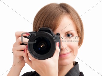 Pretty girl with photo camera