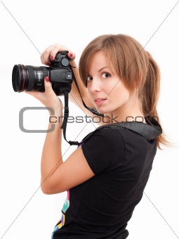Pretty girl with photo camera