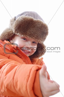 happy child wearing winter clothing