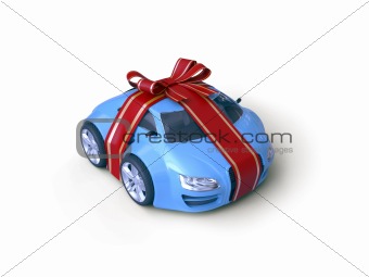 Car Gift (Gift stripe over little car with a bow)