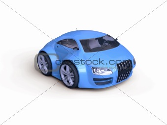 Baby Coupe Front View  (Little Blue Tiny Isolated Concept Car)