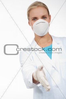 Protective mask and latex gloves