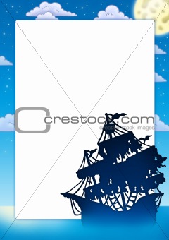 Frame with mysterious ship silhouette