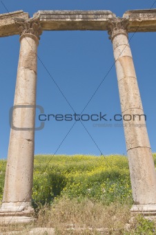 Ancient columns with blue sky