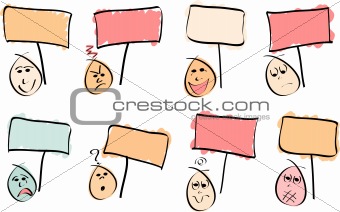 8 Doodle Faces with Signs