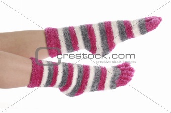 feet with pink socks
