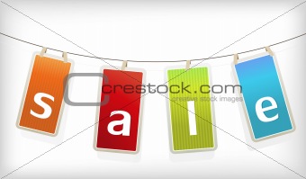 Colored hanging sale labels.