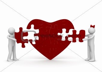 Love is a puzzle (love, valentine day series; 3d isolated characters)