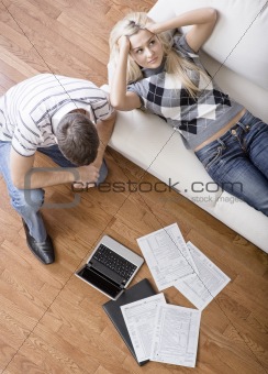 Young Couple Doing Taxes