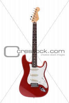 Red rock guitar isolated on white