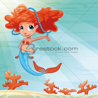 Young mermaid with background