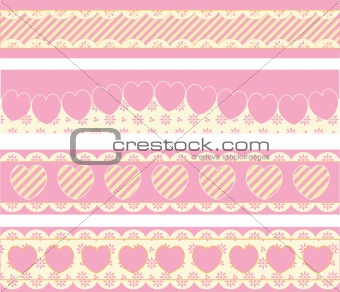 Vector Victorian Borders With Eyelet Hearts and Stripes