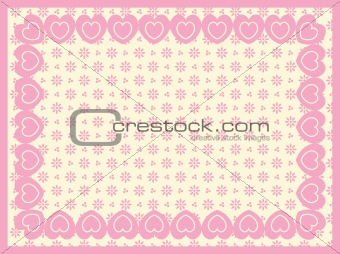 Vector Victorian Eyelet Copy Space Background with Border of Hearts