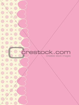 Vector Background With Side Victorian Trim of Hearts and Eyelet