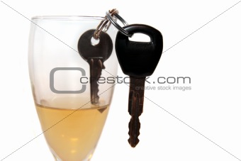 car keys inside glass