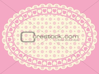 Vector Oval Heart Border with Victorian Eyelet Copy Space