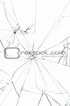 Broken glass with black cracks