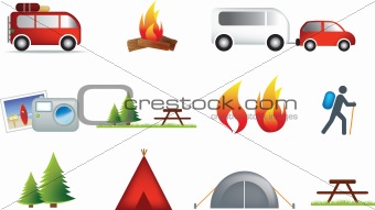 camping and outdoor icon set