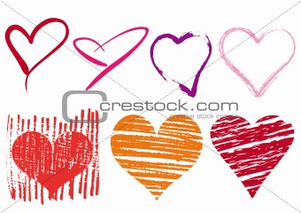 scribble hearts set, vector