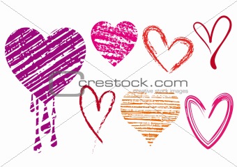 scribble hearts, vector