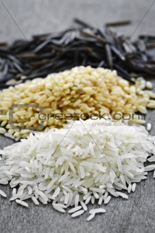 Three piles of rice