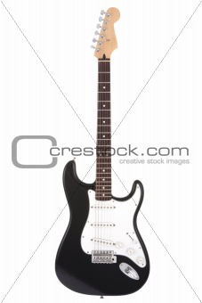 Black rock guitar isolated on white