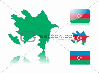 Azerbaijan map and flags