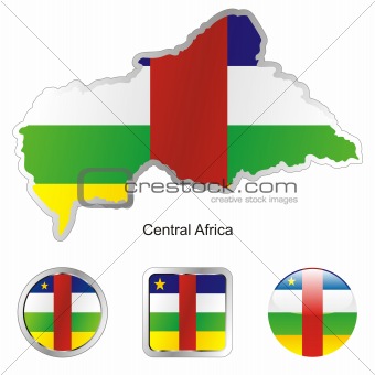 vector flag of central africa in map and web buttons shapes