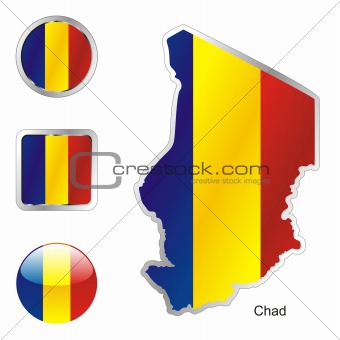 vector flag of chad in map and web buttons shapes
