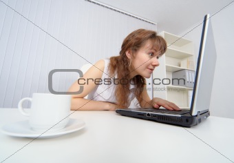 Young woman keen on watching pornographic sites on Internet