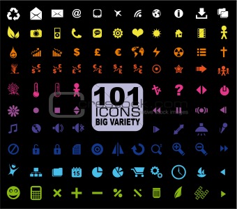 Set of 101 Icons - General. Internet, Mulstimedia, Financial and more
