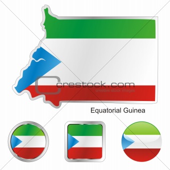 flag of equatorial guinea in map and internet buttons shape