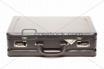 Large Black Briefcase & Dollar Corner Exposed Isolated on a White Background.