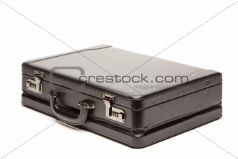 Large Black Briefcase Isolated on a White Background.