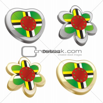 dominica flag in heart and flower shape